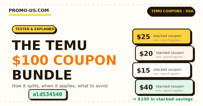Temu $100 coupon bundle USA explained β stacked coupon tickets adding up to 100 dollars in savings