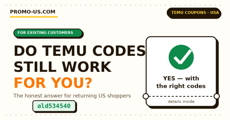 Temu coupon codes for existing users USA β green checkmark ticket saying yes with the right codes