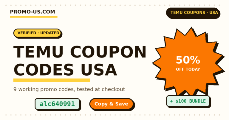 Temu coupon code USA — 50% off sticker with verified promo code alc640991 and $100 bundle